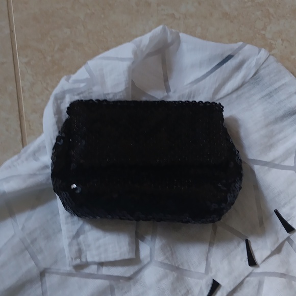 Black Sequin Clutch/Pouch Bag.Vintage - Picture 5 of 6